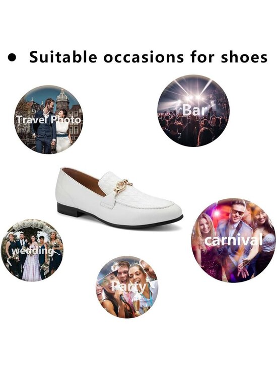 Meijiana Men\'s White08 Microfiber Loafers Buckle PU Leather Weeding Dress Shoes main image 6